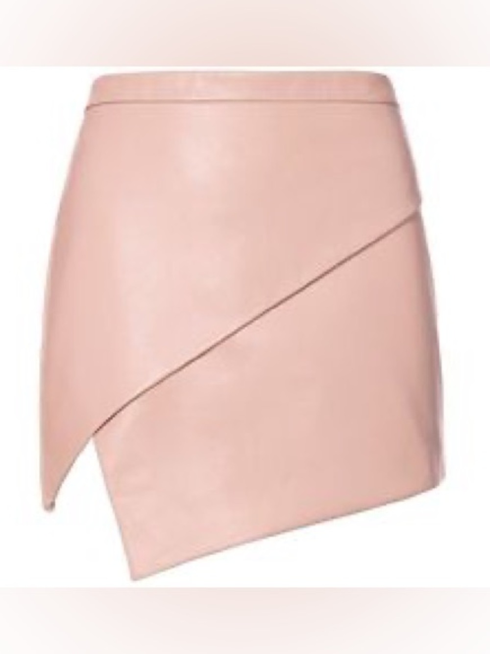 Pink Asymmetrical Leather Mini Skirt